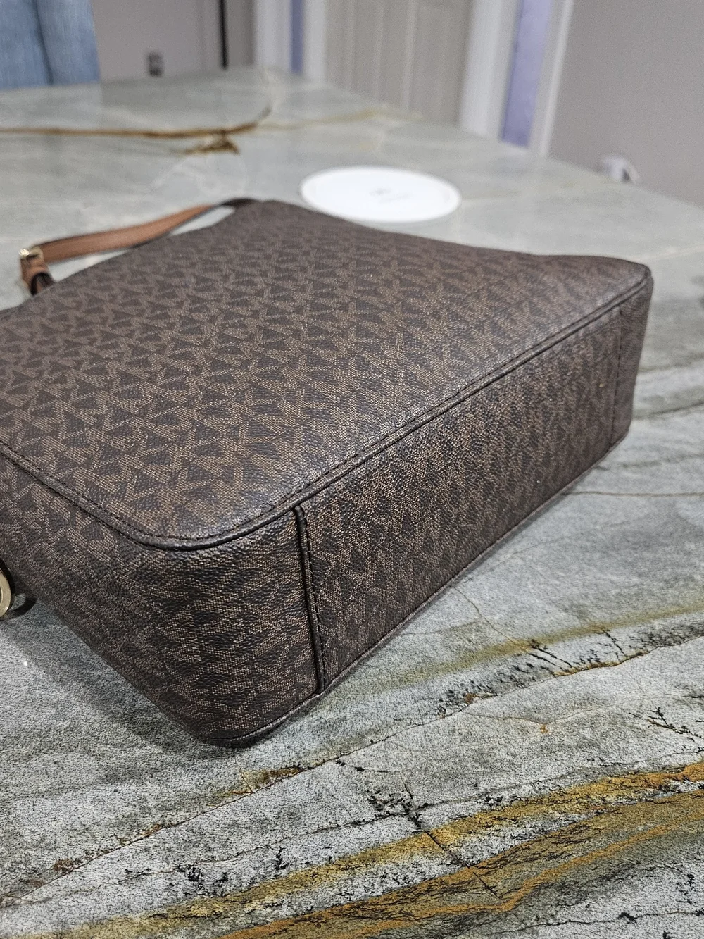 Michael Kors Jet Set Large Brown MK Signature Shoulder Crossbody Bag